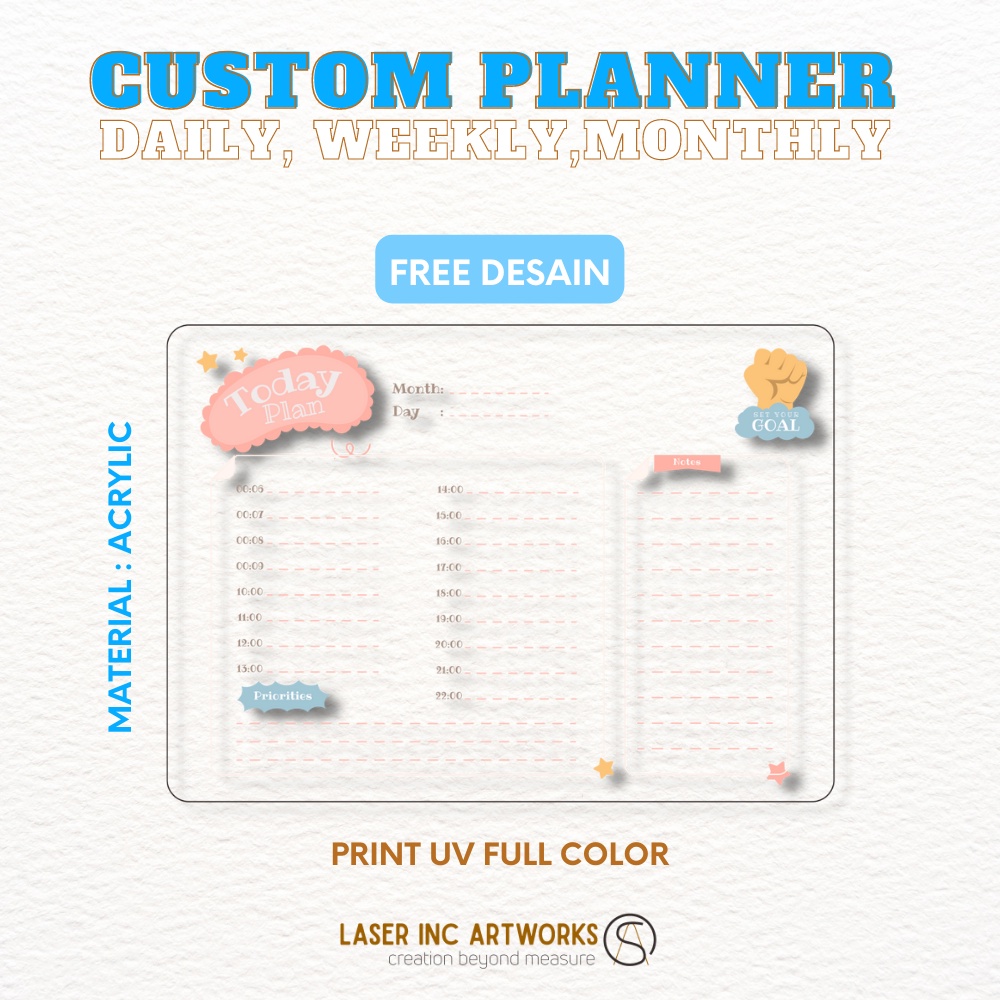 

CUSTOM NAMA/LOGO/GAMBAR - Custom Monthly Planner Akrilik Wall Planner | Kalender Acrylic Planner Kustom Nama Jadwal Bulanan