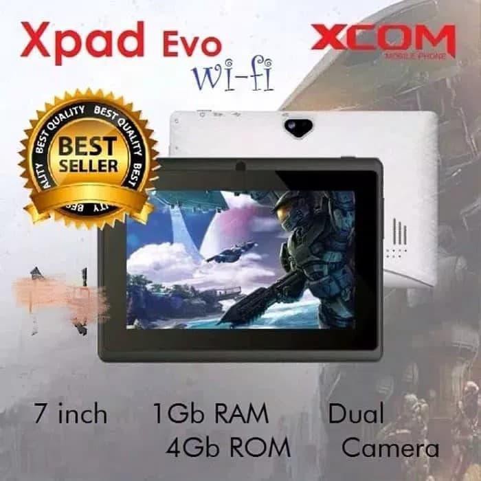 TABLET BARU tablet tab murah xcom wifi 7" Ram 1gb Rom 4gb-hitam-putih Murah