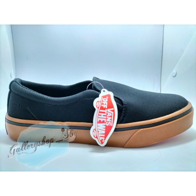 Sepatu Vans Slip On Black Gum Hitam Karet Sneakers Casual Sekolah Kerja Kuliah Formal Murah Awet