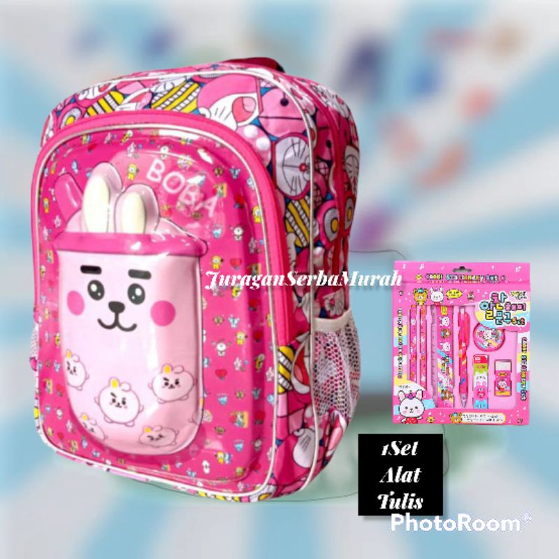 Tas LED/Tas Ransel Sekolah SD Anak Perempuan Karakter Boba Murah