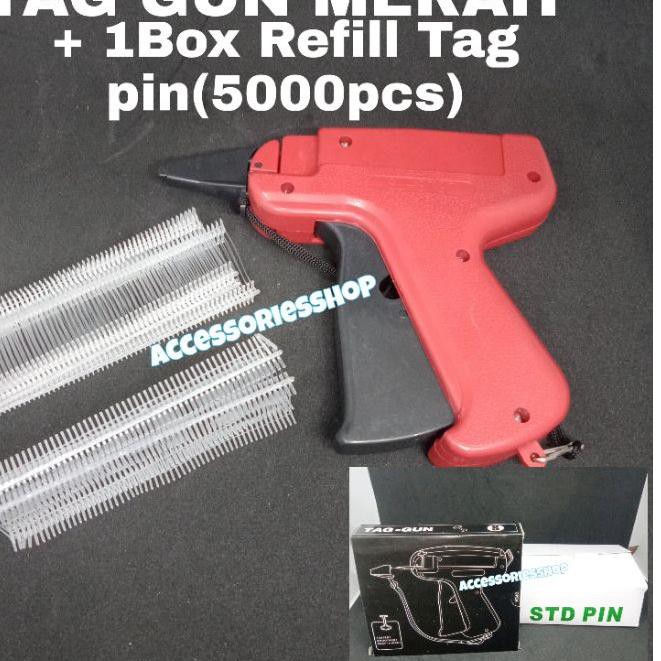 

Termurah!! (xbt-491) promo tag gun merah(alat tembak label)+1box Refill tag pin(5000pcs)