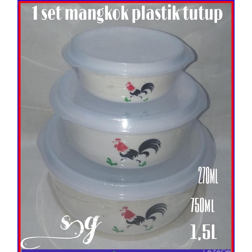 1SET MANGKOK/MANGKOK TUTUP PLASTIK / MANGKOK PLASTIK TUTUP TRANSPARAN / MANGKUK SOP / MANGKOK SERBA 