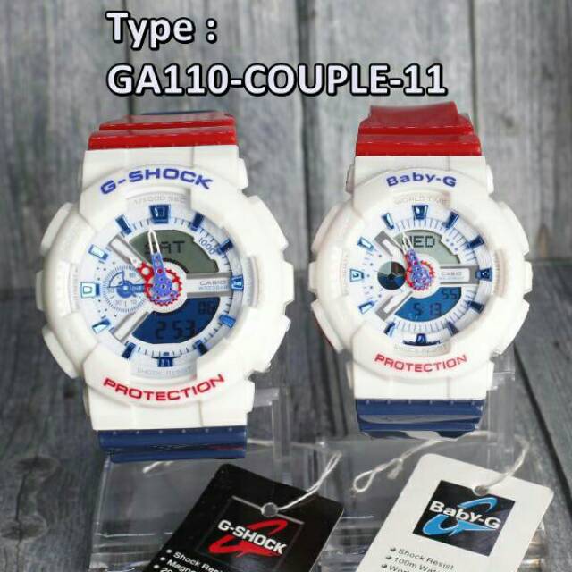 TERBARU   Jam Tangan Couple CASIO G Shock & Baby G GA110 Putih merah biru pria & wanita samaan .