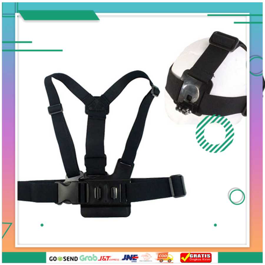 (BISA COD) FTIHSHP Chest Harness Belt Strap with Head Belt for GoPro  GP59