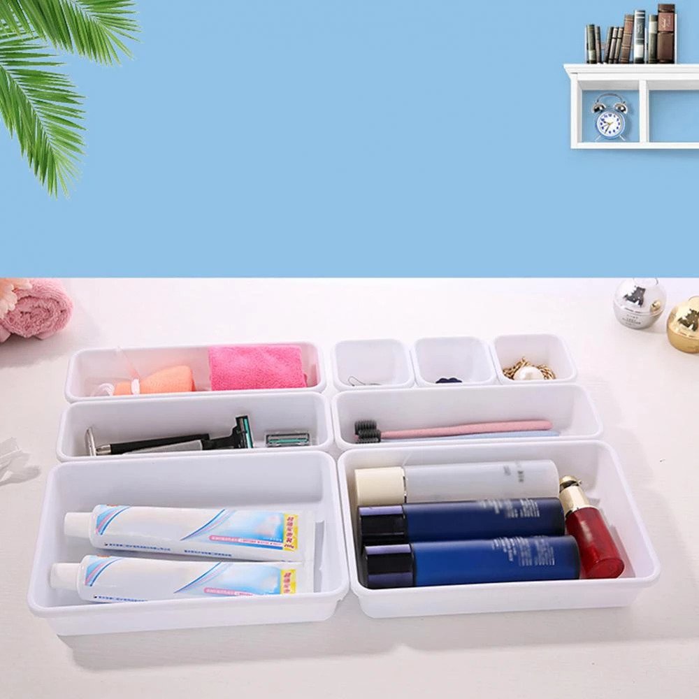 Kotak Pembatas Sekat Laci Meja Tempat Penyimpanan Kosmetik Storage Drawer Organizer 8 in 1