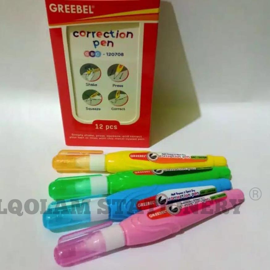 

New! SELUSIN 12 PCS Correction Pen Greebel Tip-Ex Tip-x Stipo Cair Greebel Kecil