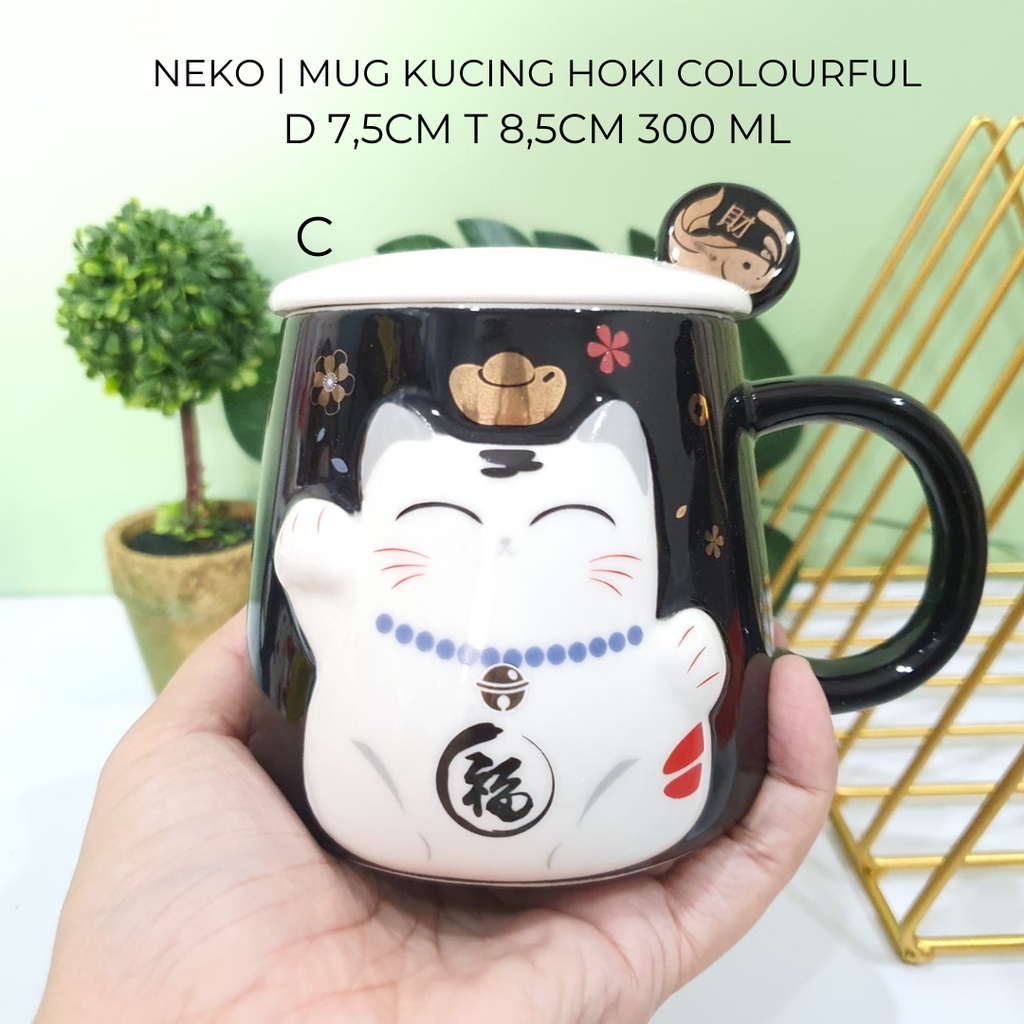 MUG KERAMIK NEKO CAT | MUG KUCING HOKI