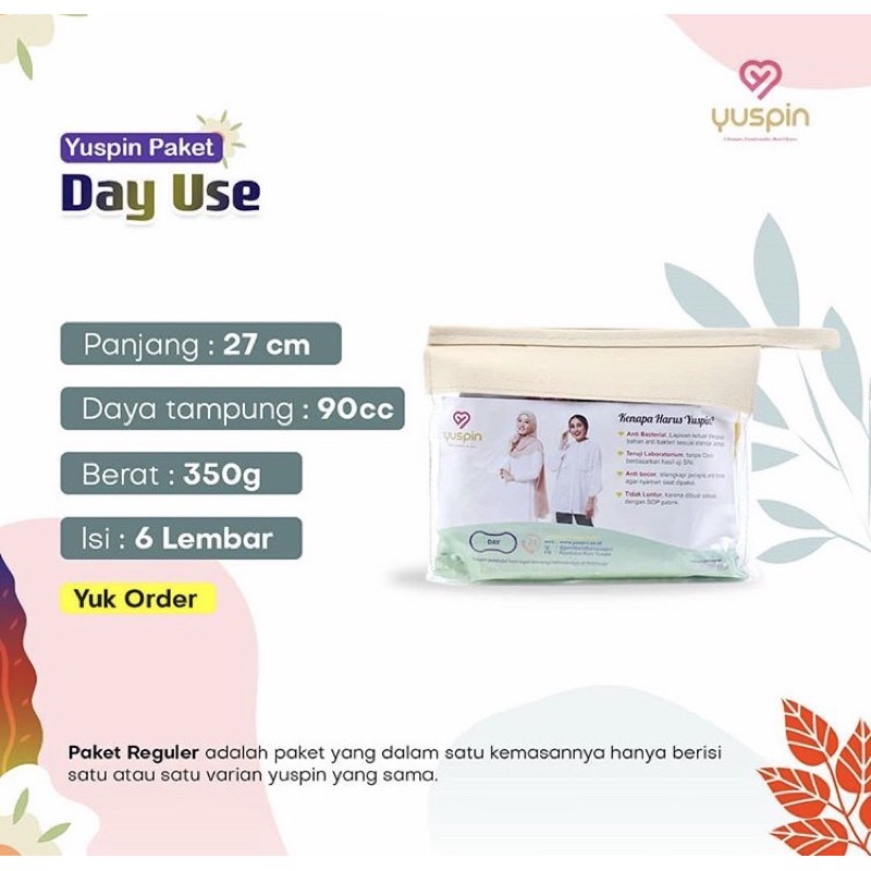 Pembalut Kain Yuspin Day Use | Pembalut Sehat | Menspads | Pembalut Cuci Ulang