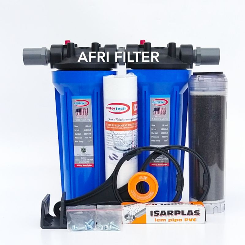 Paket Filter Air Zat Berbesi Siap Pakai (Blue 10&quot; - drat 3/4&quot;&quot; SP)