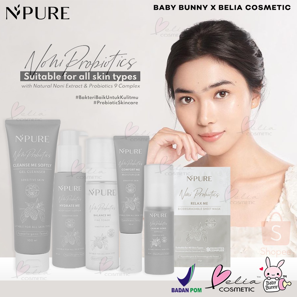 ❤ BELIA ❤ NPURE Noni Probiotics Series (Sensitive Series ) | Sensitif Kulit | Gel Cleanser | Moisturizer | Ampoule | Fine Toner | Body Soft Lotion | BPOM