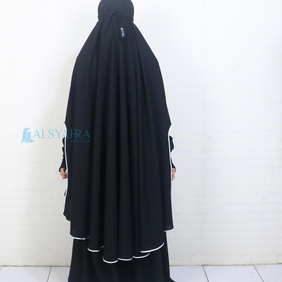 KPY Set Khimar Syari Handsplit Non Pet Cadar Tali Bisban Jetblack Edition Alsyahra Exclusive Seller