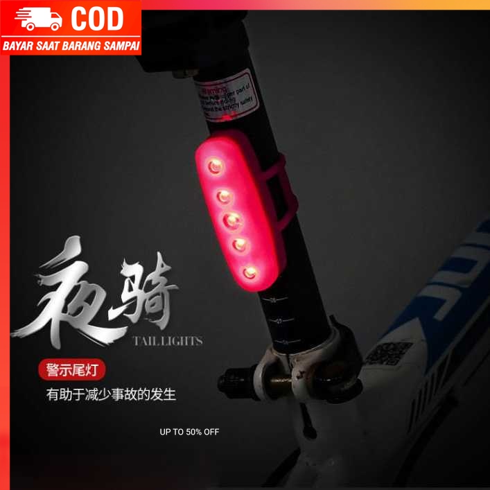 (100% BARANG ORI) Lampu Belakang Sepeda Bicycle Taillight Safety Lamp Recharge - DC-109