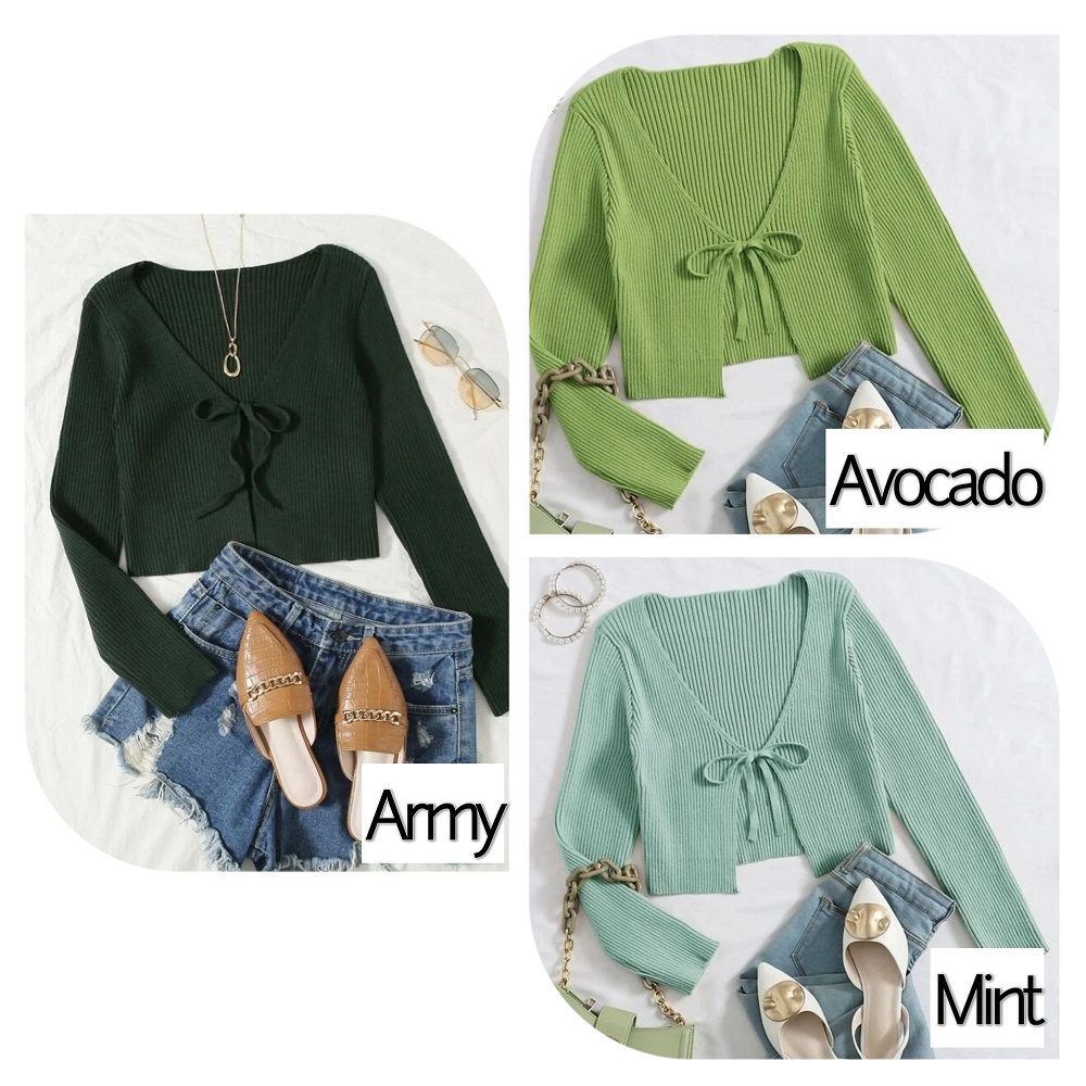 CARDIGAN RAJUT TALI DEPAN / CROP CARDI TALI DEPAN