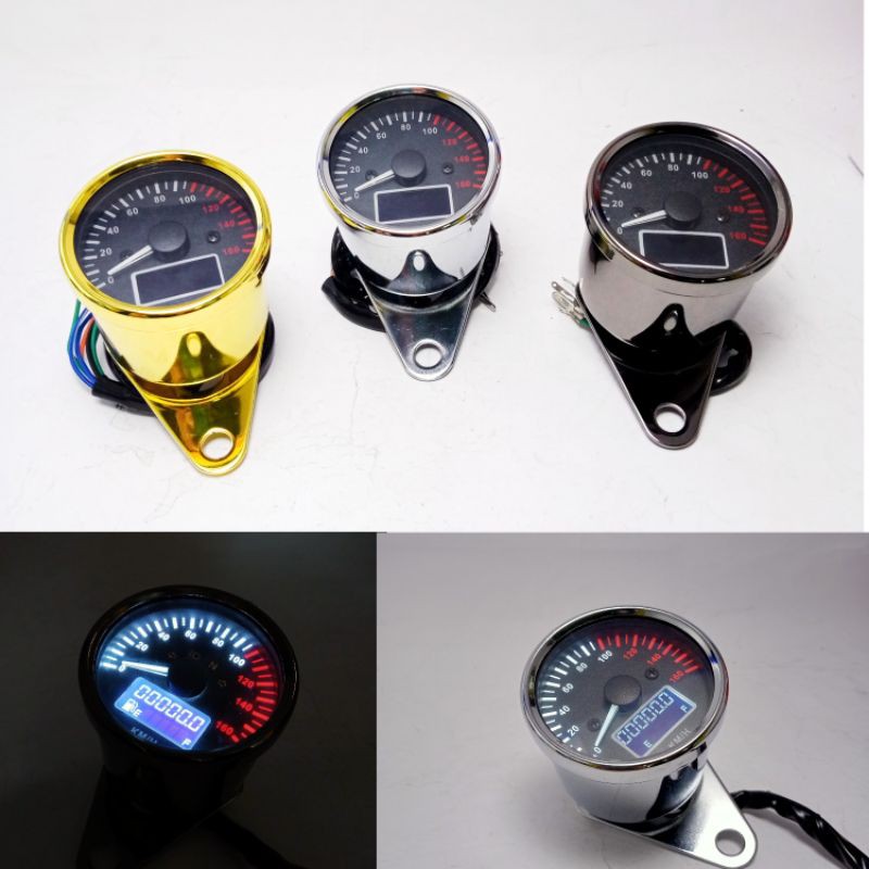 SPIDOMETER BULAT JARUM DAN BENSIN DIGITAL BULAT TACHOMETER UNIVERSAL