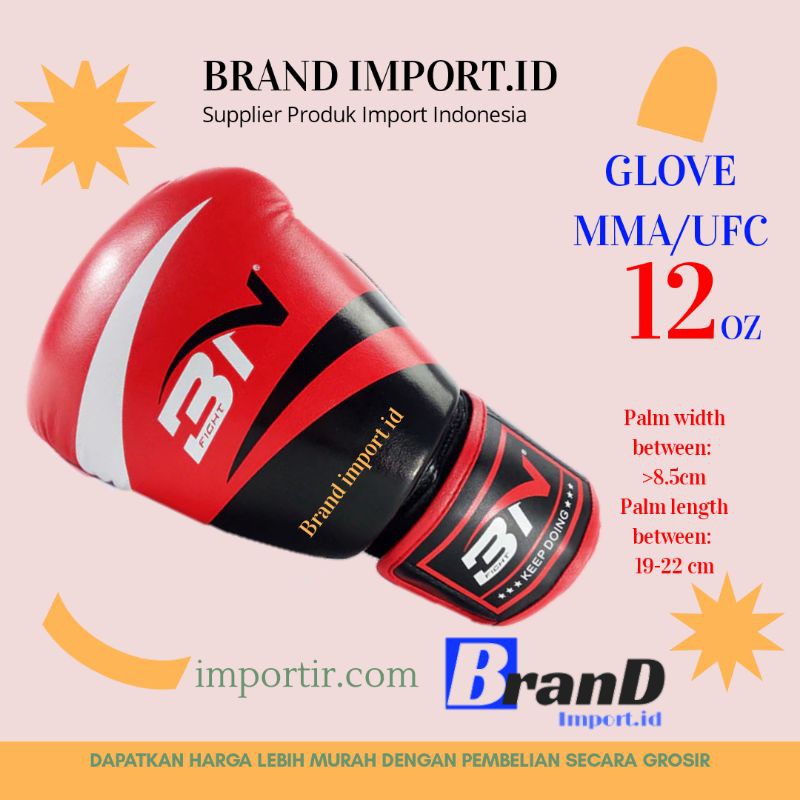 BNPRO Sarung Tangan Tinju MMA UFC Boxing Muay Thai Leather Glove 12 OZ