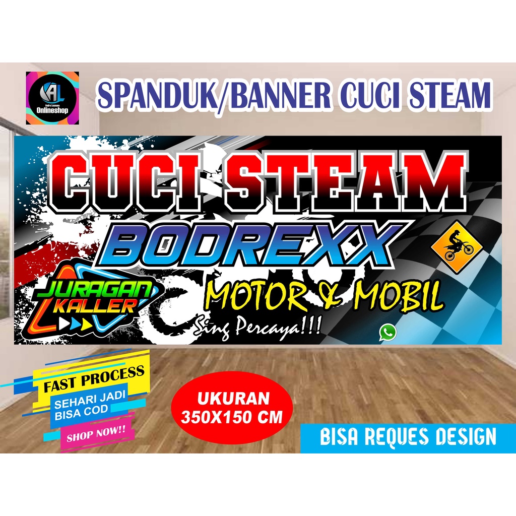 Spanduk, Banner Cuci Steam Motor & Mobil