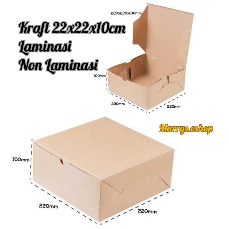 

Box Kraft 22 laminasi kotak coklat kue cake serbaguna packing