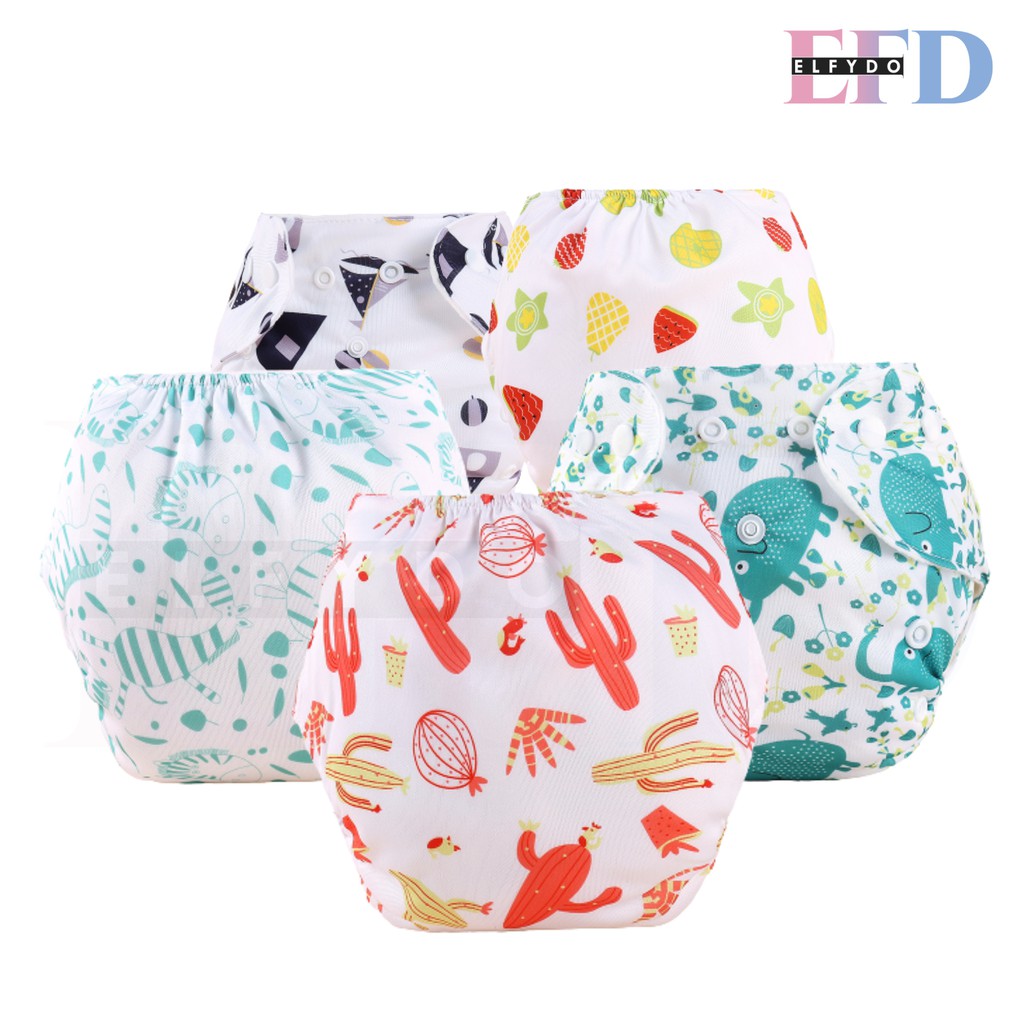 ELFYDO PB01 Popok Kain Bayi Kancing Motif Karakter Cloth Clodi Diaper Dapat Dicuci Reusable