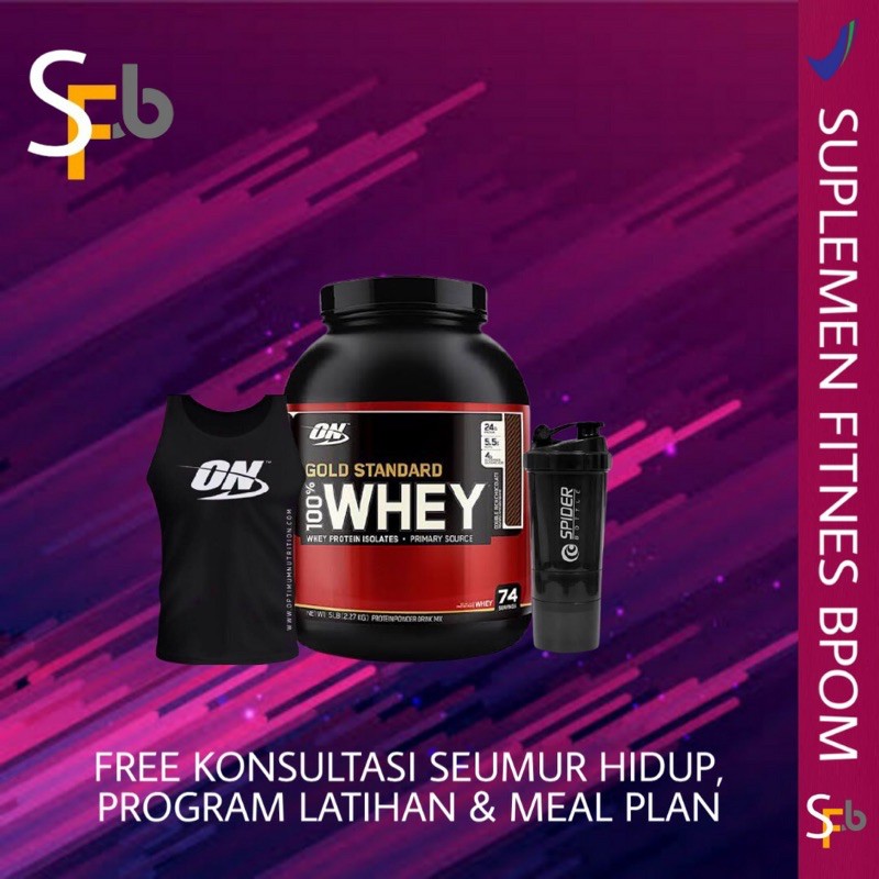 ON WHEY GOLD STANDARD 5 LBS OPTIMUM NUTRITION SUPLEMEN SUSU WHEY FITNES FITNESS PROTEIN TINGGI GYM