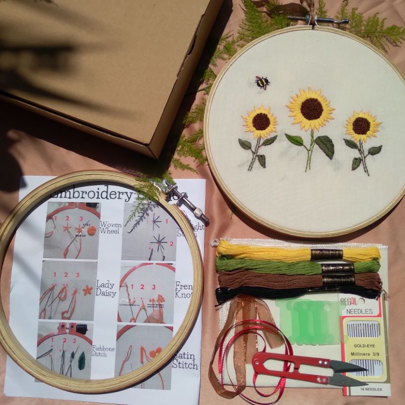hobi produktif untuk me time di rumah - embroidery kit
