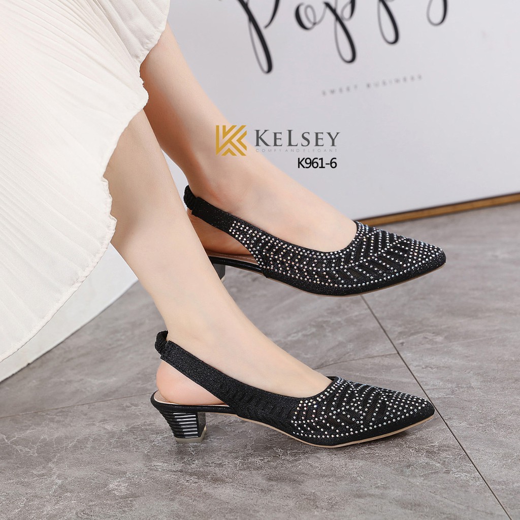 (GRATIS ALAS KAKI) Kelsey Sendal Heels Wanita 4cm Sandal Pesta K961-6