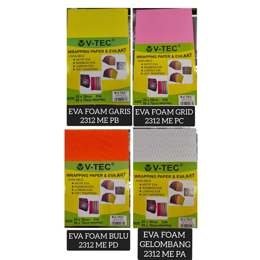 

eva foam a4 isi 8 atau 12 beda2 isi lembar bulu / garis panjang/ grid/ gelombang /rainbow
