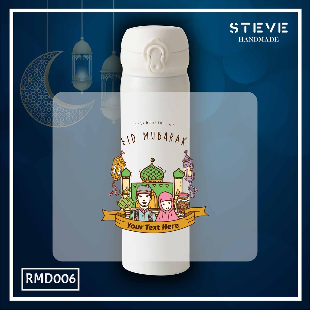 Tumbler Design Idul Fitri / Ramadhan Custom Nama termos vacuum botol minum TM0308