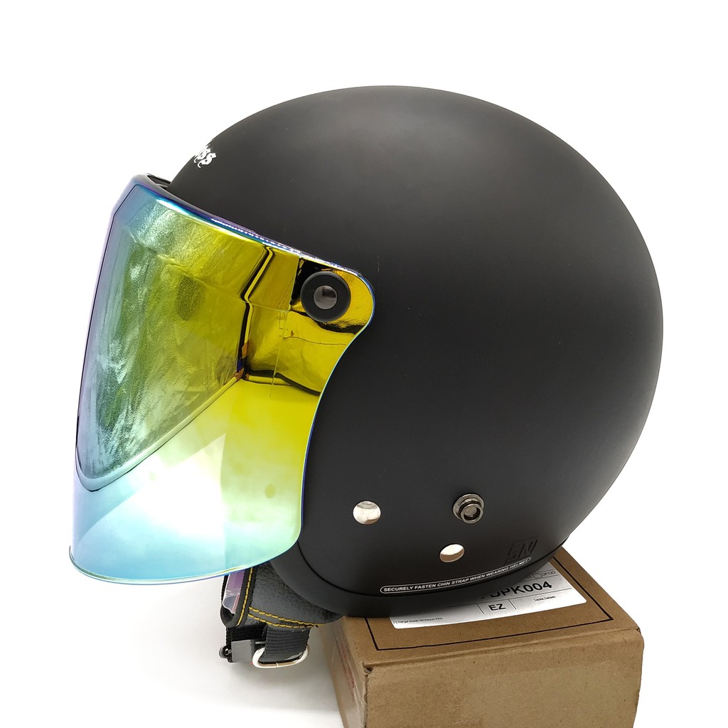 Helm Cargloss Retro Black Doff + Kaca Snail Iridium