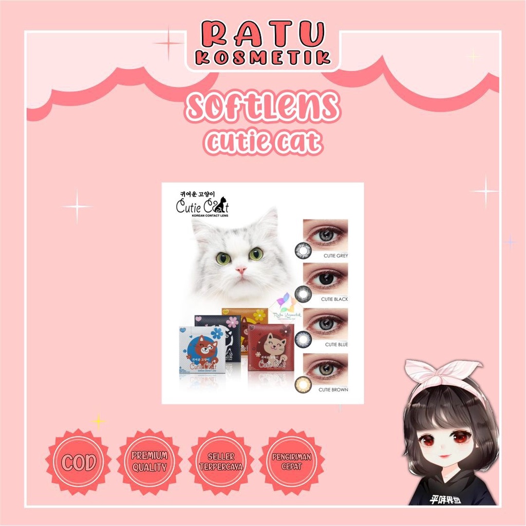 ❤ RATU ❤ Softlens Cutie Cat Normal | Soflens Cutie Cat Big Eyes Dia 14.5mm