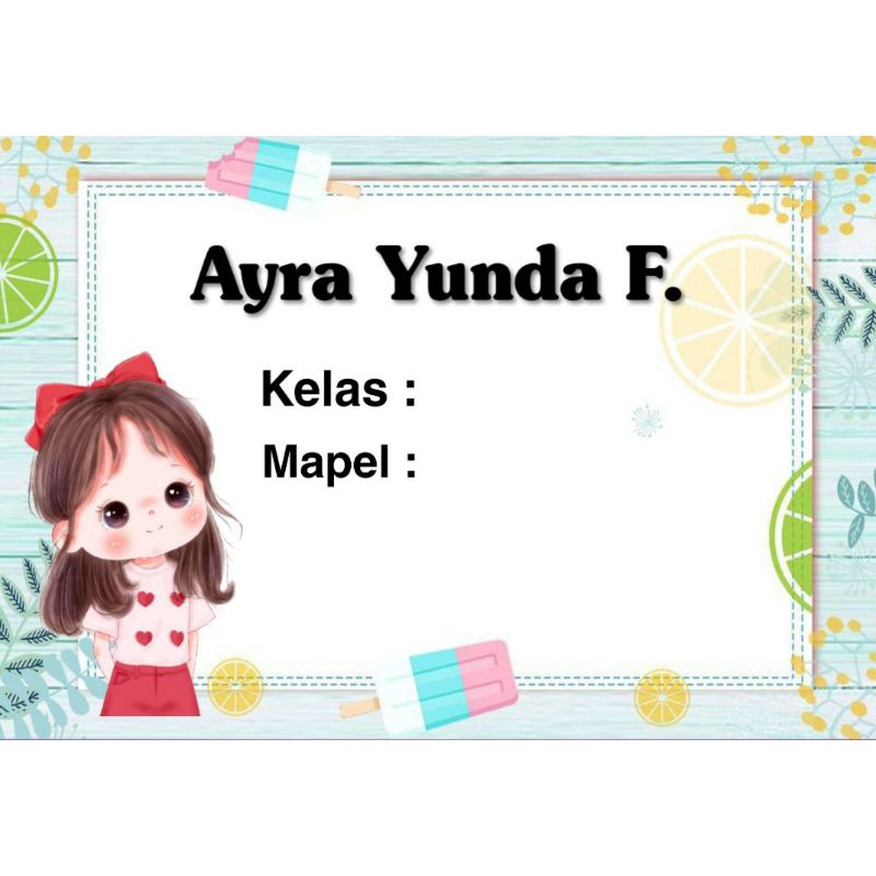 

(ISI 50 PCS) LABEL BUKU SEKOLAH ANAK GADIS IMUT