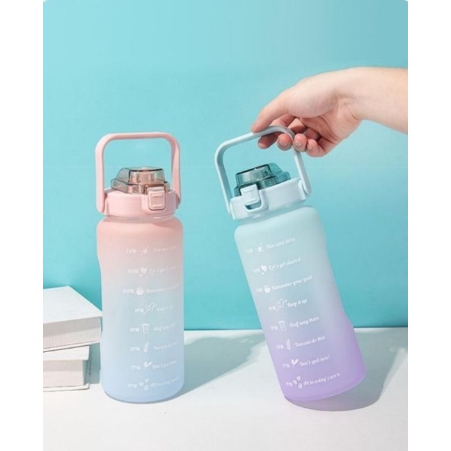 FREE BUBBLE WRAP botol minum 2liter botol minum rainbow dove botol minum viral motivasi waktu botol minum good quality botol minum 2000ml anti tumpah bpa free sedotan