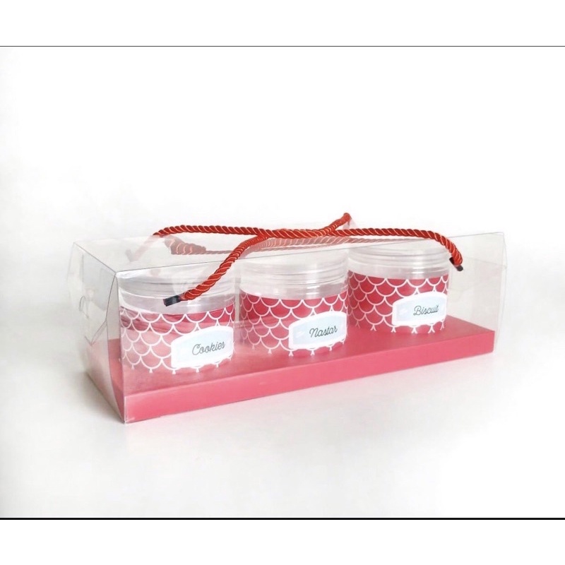

kotak mika hampers toples handle, kotak kue kering hampers box 30x12x10cm