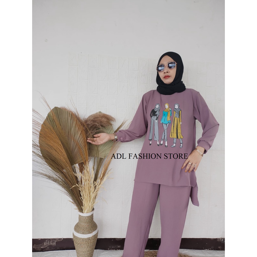 Jual Setelan Crinkle Airflow Sablon Hijab Shopee Indonesia