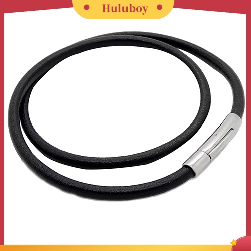 Hu Hu Hu Hu Hu Alat Bantu Pasang Kacamata♡ Kalung Strap Kulit Imitasi Liontin Bahan Stainless Steel Desain Gembok Bulat Warna Hitam Untuk Pria