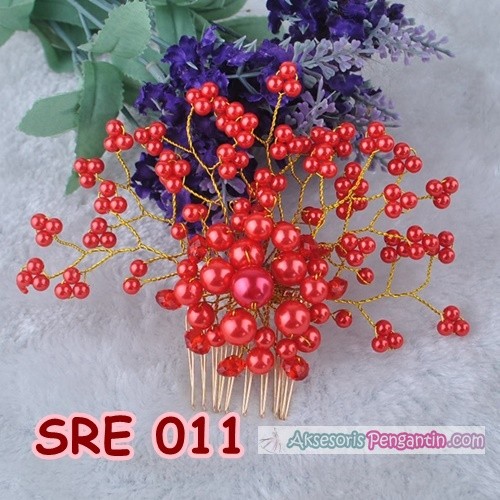 [READY STOK] AKSESORIS SANGGUL WANITA SIRKAM MERAH BRIDAL HAIRPIECE SRE011