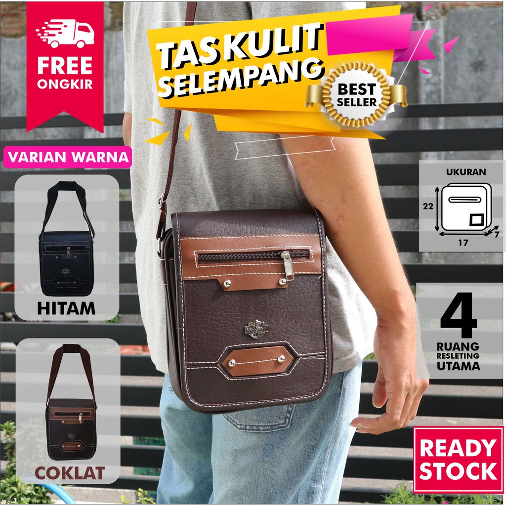 BEST SELLER !!!! Tas Selempang Kulit Cowok Slingbag Pria Murah Simple Keren Hangout Travelling Cowo