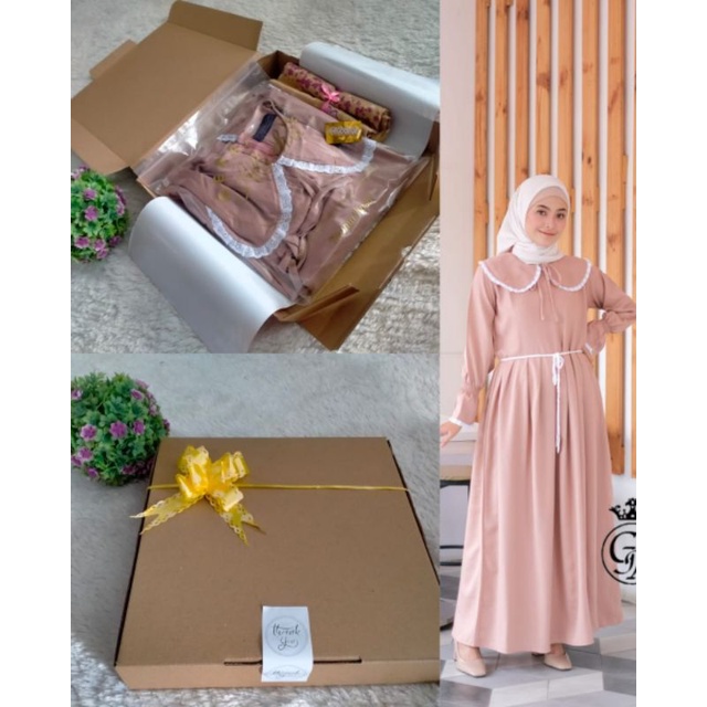 Paket Hemat Hampers Gamis set Hijab+Bros//Hampers Kado//Hampers Lengkap