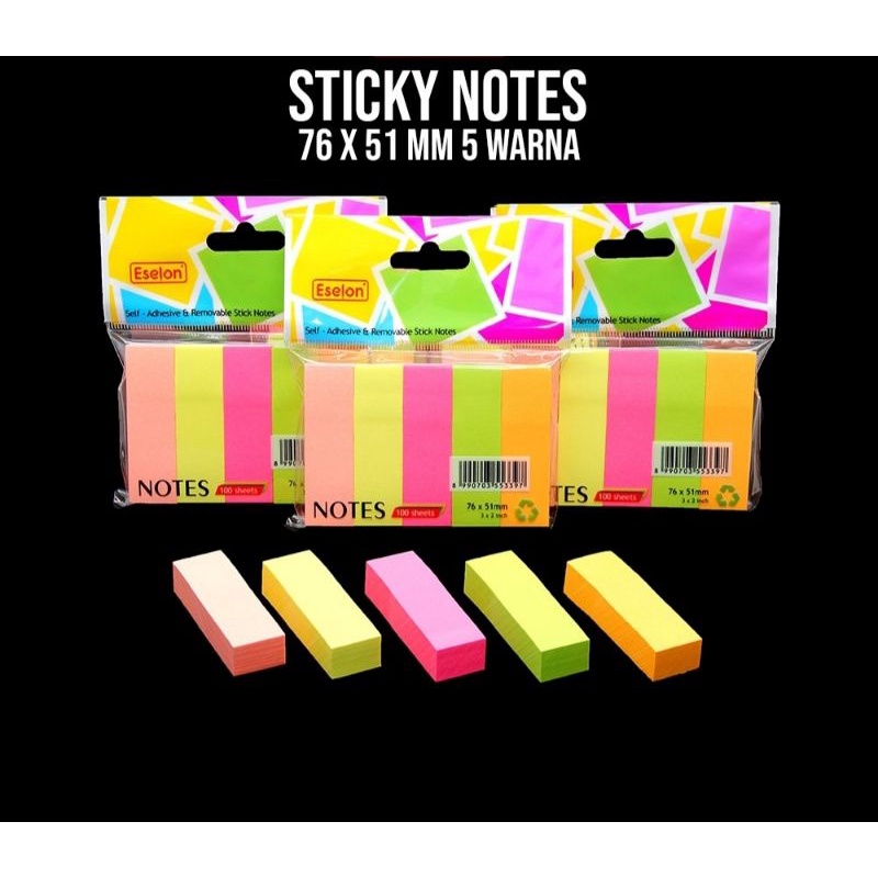 STICKY NOTE 76 X 51 MM POST IT MEMO TEMPEL WARNA STICKYNOTES 5 WARNA