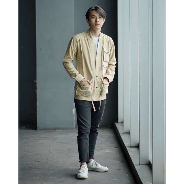 ORIGINAL WOLV Jaket Kimono Pocket Wolv Jaket Unisex Jaket Distro Cream