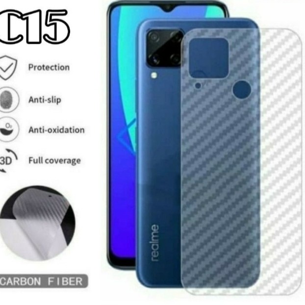 GARSKIN OPPO REALME C15 SKIN HANDPHONE CARBON 3D ANTI GORES BELAKANG