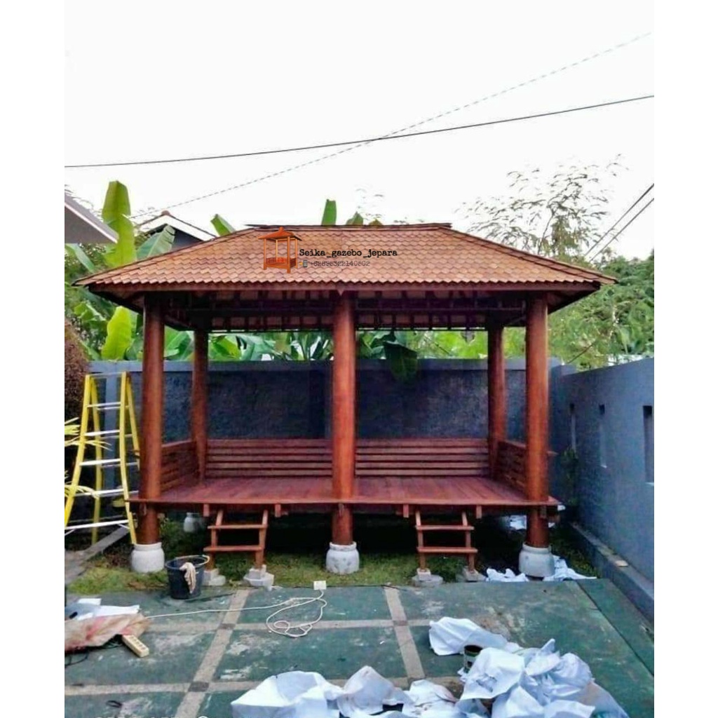 Gazebo minimalis kayu glugu