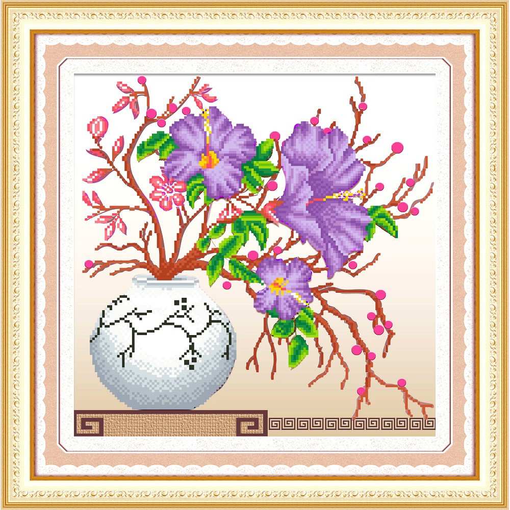 Paket DIY Craft Diamond Painting A9314 Bunga Flower Ungu Purple