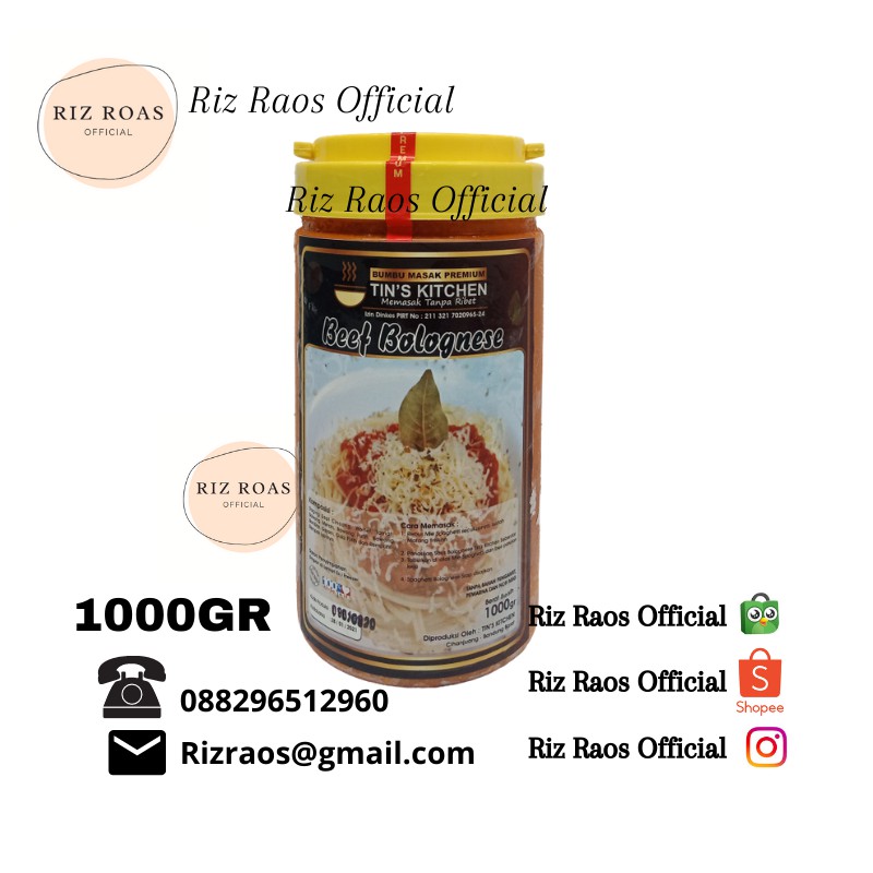 

BUMBU BEEF & CHICKEN BOLOGNESE / BUMBU RICA HIJAU & MERAH / BUMBU TIN'S KITCHEN HOREKA 1000GR