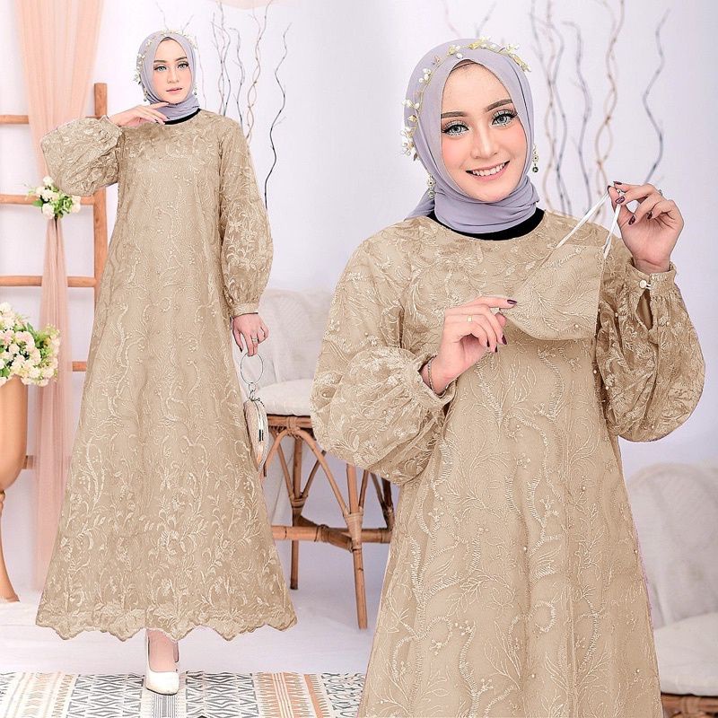 (NEW) MIRUA - Baju Gamis FREE Masker Brukat Brokat Remaja Wanita Perempuan Ibu Muslim Ukuran S M L X