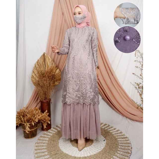 GAMIS TULLE TUTU-KEBAYA GAMIS TILLE BORDIR-BAJU GAMIS MODERN-MODEL GAMIS