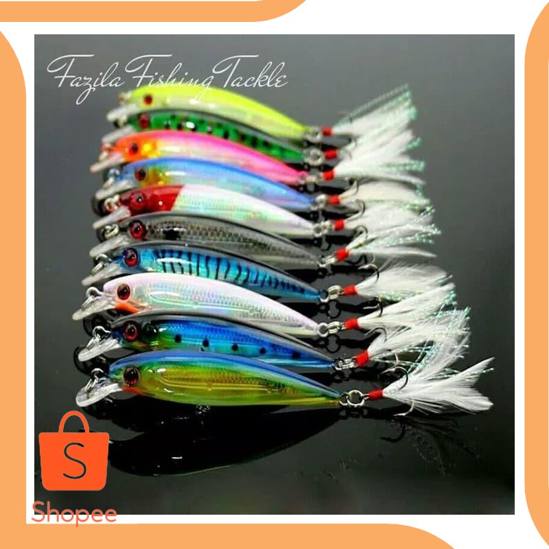 Unik onderdil 10pcs Umpan Pancing Minnow Wobblers 19DEZ Berkualitas
