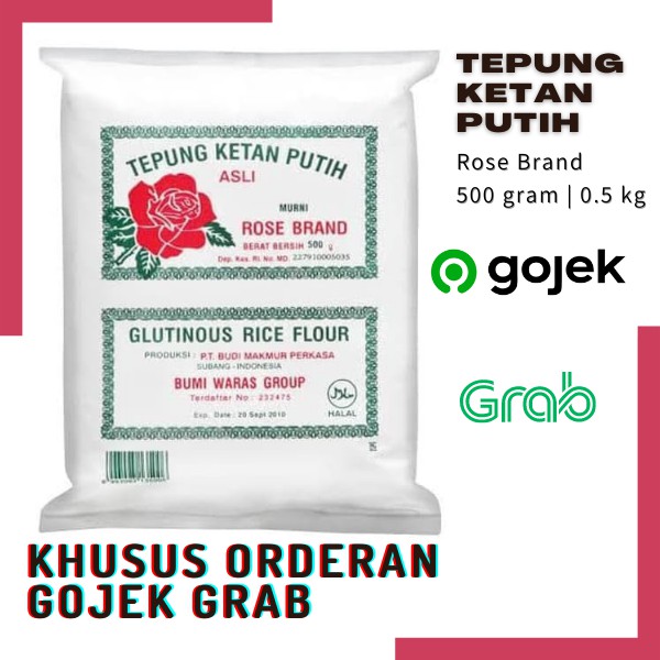 

Tepung Ketan Putih Rose Brand Tepung Beras Ketan Putih Glutonius Rice Flour 1 Dus @20 pcs BSDP
