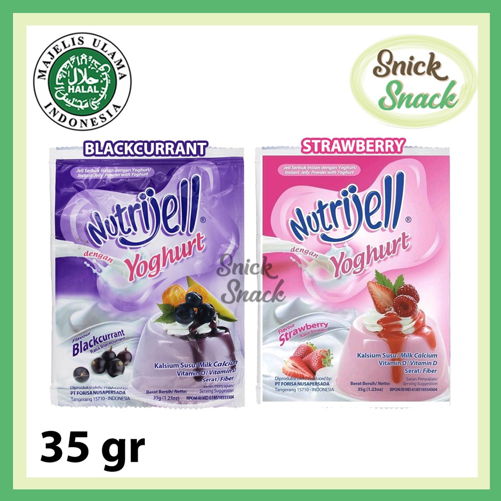 

Nutrijell Yoghurt Blackcurrant dan Strawberry Jelly Instan Nutrijel Sachet 35 gr