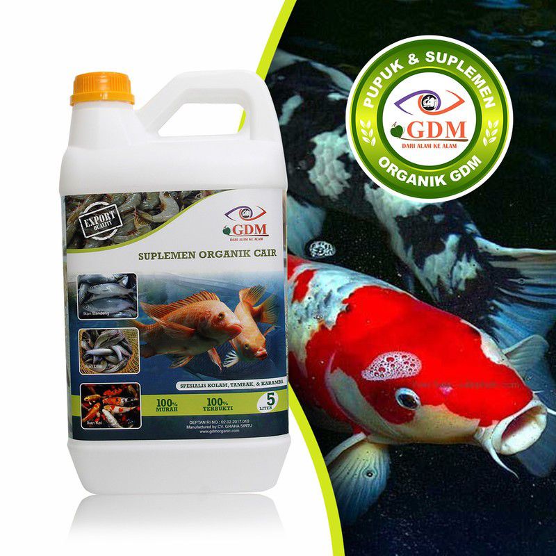 Suplemen Organik GDM Cair Untuk Ikan Koi Vitamin Probiotik Organik Cair Perikanan Ikan Koi 5 Liter