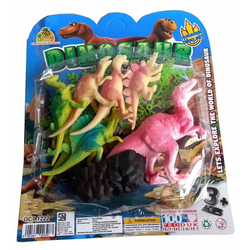 Set Miniatur 6 pcs Jurassic Dino Karet Multiwarna